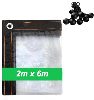 BeGrit Lona Transparente con Ojales 2X6M Impermeable de Exterior Puede Utilizar Pergolas Terraza Cubierta de Lona Aislamiento de Plantas Resistente al Polvo para Invernadero Tejado