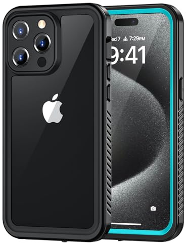 Lanhiem für iPhone 15 Pro Max Hülle IP68 Wasserdicht Stoßfest, Blau | 360 Grad Ganzkörper Handyhülle, Staubdicht Outdoor Panzerhülle, mit Eingebautem Displayschutz