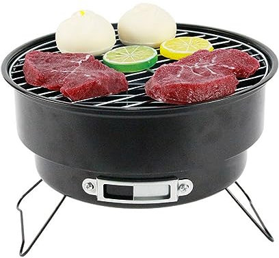 KUNANG Barbecue au charbon de bois, barbecue portable de camping, multifonction, noir, acier inoxydable