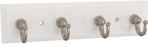 Franklin Brass Key Tidy (2-Pack) Pure White Key Holder 7' Wall Mount Small Item Rack 4 Hooks for Wall, Hallway, Entry Keychain Rail Organizer B46711K-PMN-R2