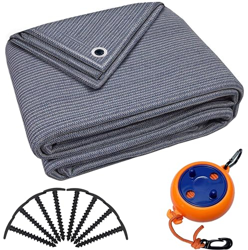 valuents Alfombra para toldo – Azul/Gris – 300 x 500 cm – Robusta Y Lavable – Rafia Suelo Camping Caravana – Alfombras para Tienda de campaña con Bolsa, tendedero Y 8 T-Clavijas