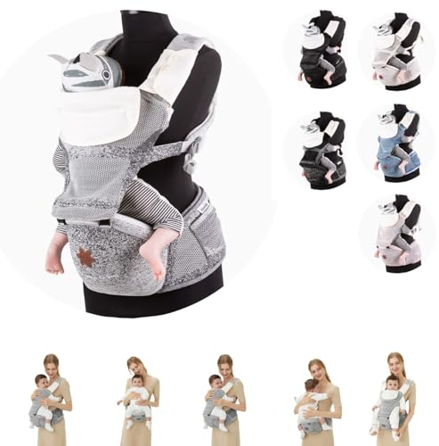 Chipolino Babytrage Hip Star Fly 3 in 1, Strickstoff, Bauchtrage, Rückentrage, Farbe:grau
