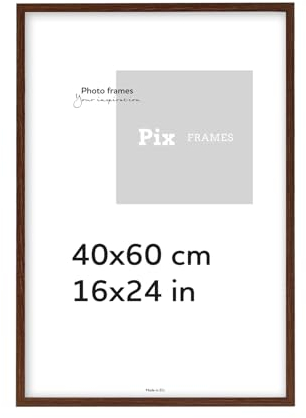 Pix FRAMES Bilderrahmen 40x60 cm - Holzrahmen für Foto - Rahmen mit Scheiben aus acrylglas - Rahmen zum Aufhängen - Modern Photo Frame - Braun
