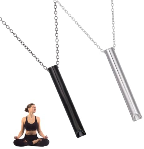2 Pezzi Collana Respirazione in Acciaio Inossidabile,Collana Consapevole Antistress 50+5 cm Regolabile,Collane da Meditazione per Alleviare Lo Stress,Collanai Respiratoria per Smettere di Fumare