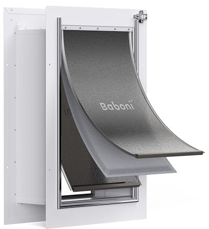 Baboni 3-fach gefaltete Haustier-Wandtür, Stahlrahmen und Teleskop-Tunnel, Aluminiumschloss, Doppelklappe, für Hunde und Katzen, robust und langlebig (Haustiere bis zu 18 Personen)