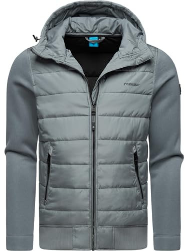 Ragwear Herren Übergangsjacke leichte Hybrid-Jacke mit Rippstrick-Ärmeln und Kapuze Hallmar Hood Grey Gr. 3XL