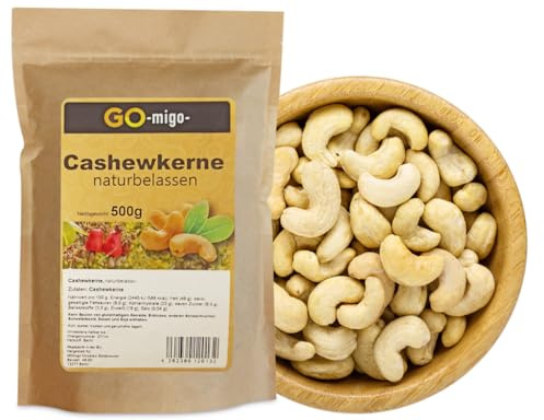 0,5kg Cashewkerne ganz frisch unbehandelt Cashewnüsse Cashew Cashews hohe Qualität