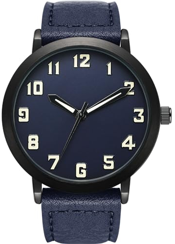 NUOVO Herrenuhr mit blauem PU-Armband, großes Zifferblatt mit arabischen Ziffern, Klassische und minimalistische Herrenuhr…
