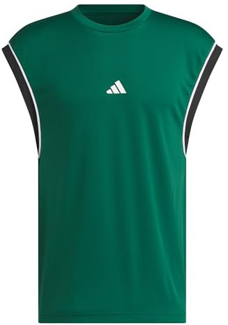adidas Herren Basketball All World Sleeveless Tank, Team Dark Green/Black, S