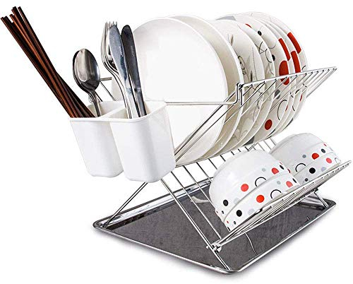 PINZHEN Estante para secar Platos, Estante de Acero Inoxidable, escurridor de Verduras Plegable, Estante para secar Platos, Estante para secar Platos y Vasos