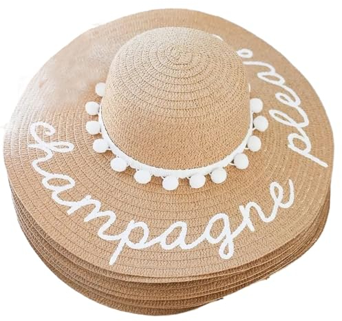 Sombreros De Playa Personalizados For Dama De Honor, Nombre Personalizado, Sombrero De Sol Mujer, Paja Plegable De ala Ancha, Sombrero De Verano For Piscina Al Aire Libre, Viajes, Playa(Beige)