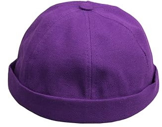 HATSQUARE Docker Cap aus Baumwolle, schirmlos, Totenkopfmuster, schirmlos, Beanie mit Umschlag für Damen und Herren, Unisex, Violett