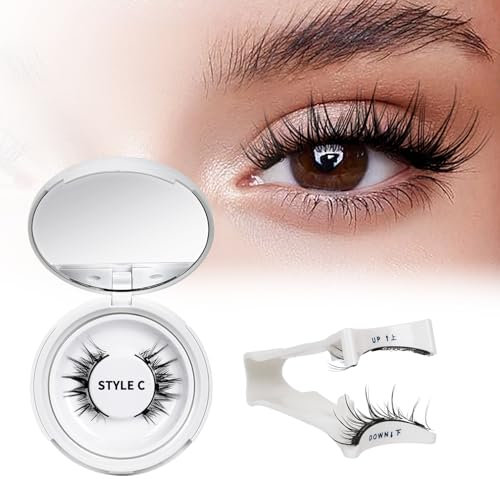QUEWEL Magnetic-Eyelashes Natural Look, 1 Pair Reusable Magnetic Lashes Kit with Applicator, No Glue Needed Eyelashes Magnetic, Easy to Wear and Remove with Instructions(Magnetic Eyelash Kit style C)