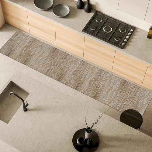 Comart - Tappeto Cucina Nancy - Antiscivolo - Lavabile in Lavatrice - Moderna Passatoia in Ciniglia - Runner per Corridoio e Cucina - Morbido e Resistente - Made in Italy - Tortora - 50x270 cm