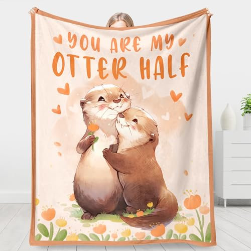 Giftasy Jahrestag Geschenk für sie, Hochzeitstag Geschenke für Frauen, Ich Liebe Dich Geschenk - Kuscheldecke, Valentinstag, Geburtstagsgeschenk, You Are My Otter Half