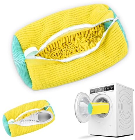 WYFDCZZP Sacchetto per Lavare Scarpe, Sacchetto Scarpe Lavatrice, Borsa per Lavaggio Scarpe Lavatrice, Rete Scarpe Lavatrice con Cerniera, Protegge Le Scarpe dai Danni (Giallo 1pcs)