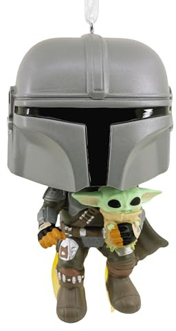 Hallmark The Mandalorian & Grogu Funko Pop, Hanging Ornament, Star Wars, Resin Tree Decoration, Gifts for Christmas