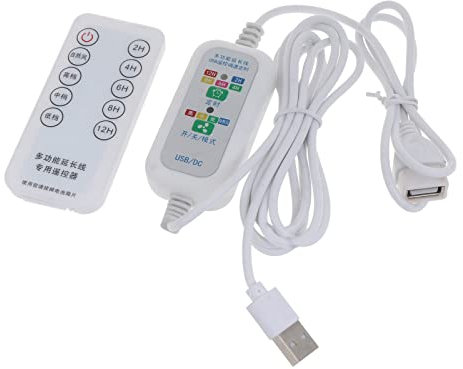 LUCKGONI Cable de datos de 200 cm, 5 V, extensión USB, control remoto, 4 velocidades, 2-12 horas, cable de alimentación para ventilador de techo USB, lámpara de luz LED USB