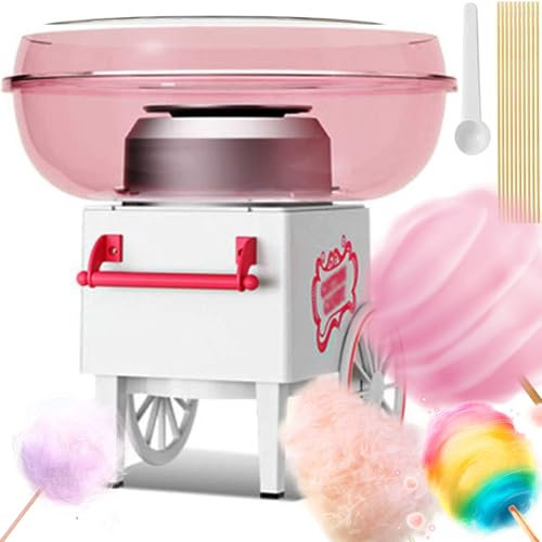Máquina de algodón de azúcar, máquina de algodón de azúcar de 400 W con paleta grande de 290 mm y tazón de prevención de salpicaduras, máquina para hacer algodón de azúcar con extraíble y lavable para