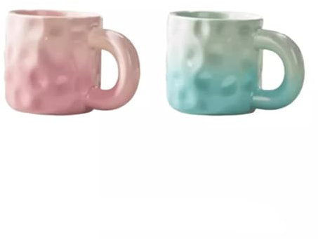 Generic Tazze Di Caffè, Tazza, Tazza Di Ceramica, Tazza Di Acqua Di Coppia Domestica, Tazza Di Tè/Rosa+Blu/350Ml
