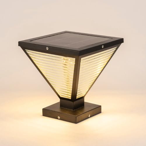 Jadssox Solar-Pfostenleuchte, Außensäulenlampe, schwarze Zaunkappe, Decksäulenleuchte, Außensäulenlaterne, Säulenlampen, Außenbeleuchtung für das Haus, IP65, wasserdicht, für Terrasse, Garten, Landsch