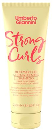 Umberto Giannini Strong Curls Rosemary Oil Strengthening Shampoo for Curly, Coily, Wavy Hair - Includes Biotin + Peppermint - Sulphate Free + Vegan