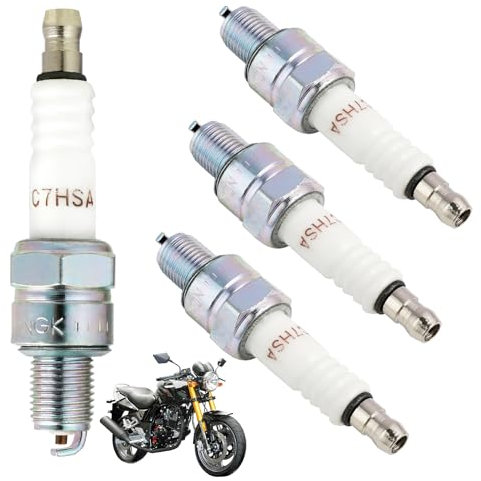 4 Stück Zündkerze CR7HSA für Motorroller, Mofa und Motorrad, Ersetzen für NGK 4549 Zündkerze 4629/C7HSA, 10 mm Gewinde, entstört für verbesserte Motorleistung und effiziente Zündung
