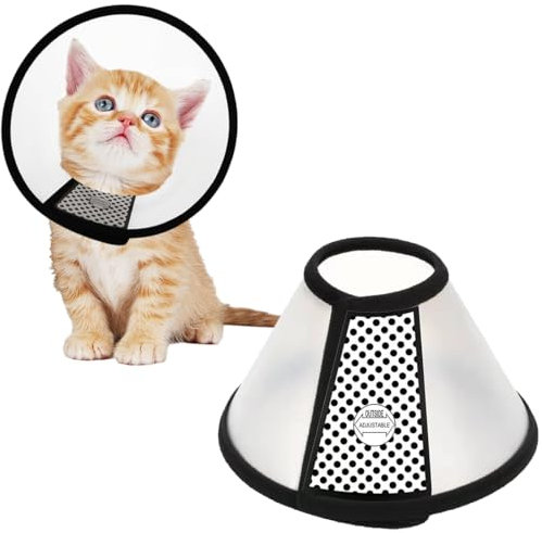 AFCJLTO Cono Recupero Animali Domestici, Regolabile collare elisabettiano gatti, Anti Morso o Leccata,adatto a gattini di età compresa tra 2 e 3 mesi. (Neck circumference:16-19cm)