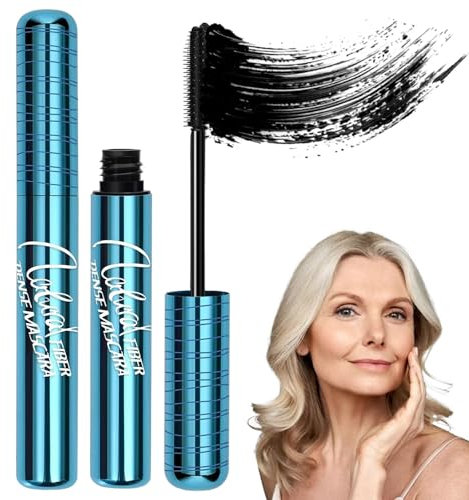 Black Fiber Lash Mascara for Older Women – Volumizing, Waterproof & Non-irritant for Thinning Lashes. Gentle for Sensitive Eyes, Long-Lasting (Pack of 1)