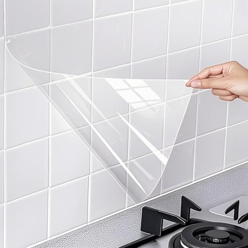 Clear Sticky Back Plastic - Self- Adhesive Removable Sticker (40×300 cm) | Kitchen Oil-Proof Waterproof Sticker Wall Protector,Paper Roll Self-Adhesive Kitchen Backsplash Film Waterproof Wallpaper
