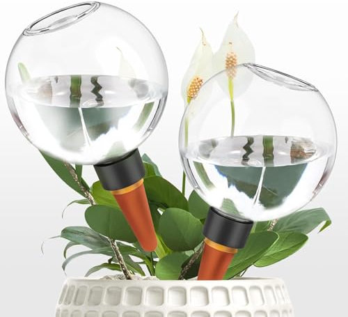 ltoSrfnb Bewässerung Zimmerpflanzen, Wasserspender Pflanzen, Pflanzen Bewässerung, 2 Stück 500ml Kugelform Automatische Bewässerungssysteme, Ideal Für Büro, Zuhause Und Kleine Gärten