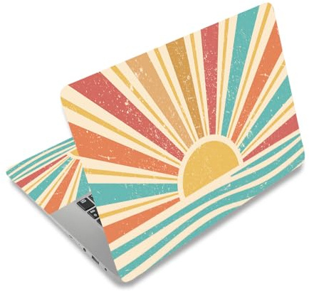 PLIGREAT Laptop Aufkleber Mit Bohemian Sonnenaufgang Muster Passend Für 12 13 13.3 14 15 Zoll Bunt Universell Abnehmbar Wasserdicht Notebook Kunstaufkleber PC Schutzfolie