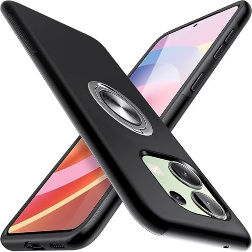 Kaywzo Hülle für Xiaomi Redmi Note 13 Pro 4G,Im Freien Handyhülle mit Unsichtbare Magnetisch Ring Ständer,PC & TPU Stoßstange Multi-Layer Stoßfest Schutzhülle Case Cover,Schwarz