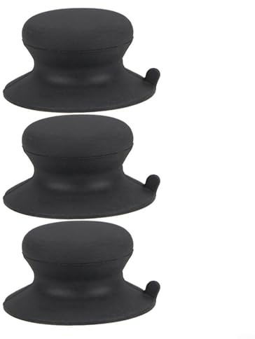 CWOQOCW Manopole per coperchio di pentole, in silicone, a ventosa, per coperchio della pentola, resistente al calore, set da 3 pezzi (nero)