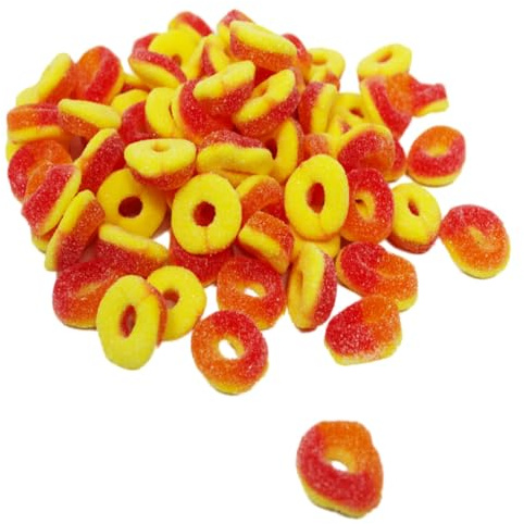 Fruchtgummi Pfirsich Ringe orange gelbe süß sauer gezuckert 1000g
