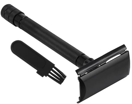 Sicherheitsrasierer Doppelrasierer Aluminiumlegierung Schwarz für Herren | Weihnachten Geschenkideen, Manueller Bartrasierer, Easy Cleaning, Bathroom Shaving und Travel