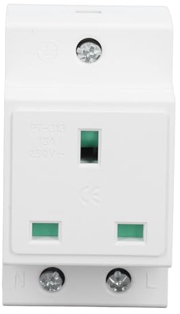 Dioche DIN Rail Socket Modular Socket Retardant Nylon Casing Reliable Power Supply for Electrical Distribution Panel DIN Rail Mount (UK AC250V 13A)