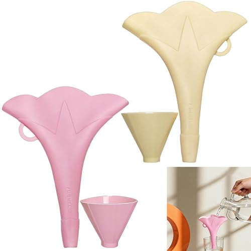 Smaoqingji Entonnoir Pliables en Silicone - lot de 2, Beige, Rose, Entonnoirs de Cuisine Flexible, Adaptés au Transfert de Liquides Tels que le vin, L'huile et les jus de Fruits