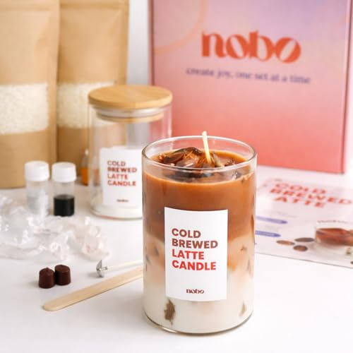 nobo crafts nobo DIY Kerzenherstellungsset Iced Kaffee Latte – Coffee Kerzen selber machen Set für Erwachsene, kreative Geschenkidee & Starterkit mit Sojawachs, Gelwachs, Duftöl, Zubehör & Anleitung
