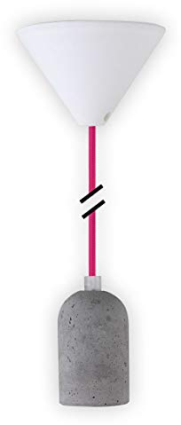 LEDmaxx PLB009 A to E, Deko Set Textilkabel mit Beton- Lampenfassung, 100 W, E27, weiß, 12 x 12 x 14 cm