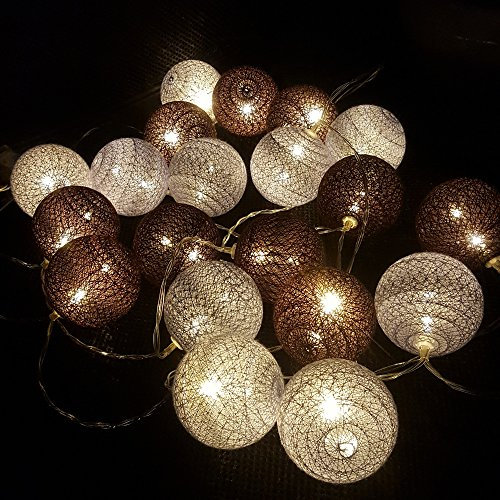 Guirlande lumineuse LED, DOTBUY Intérieur Pile Lumiere Décoration Chambre Enfant Boules Coton Batterie Chaîne Pour Maison Valentin Noël Fêtes Mariage (4.8m / 30 Boule lumière, Couleur somber)