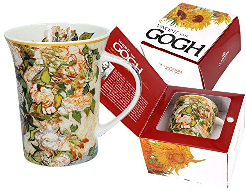 Carmani - Taza de porcelana decorado con 'Amapolas rojas y margaritas' de Vincent Van Gogh 350ml