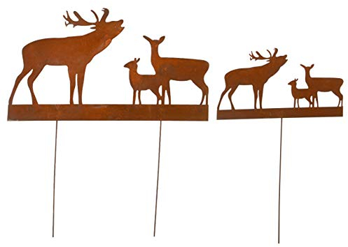 UNUS Weihnachtsdekoration Gartendeko Gartenstecker Hirsch Deko aus Edelrost Metall 2er Set