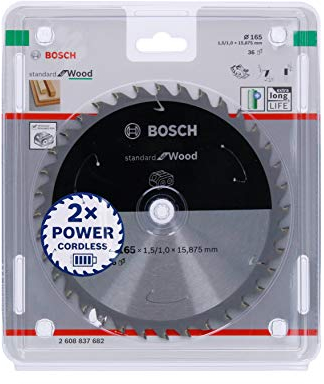 Bosch Accessories Lama Per Sega Circolare Standard For Wood (Legno, 165 x 15,875 x 1.5 mm, 36 Denti, Accessorio Per Sega Circolare A Batteria)