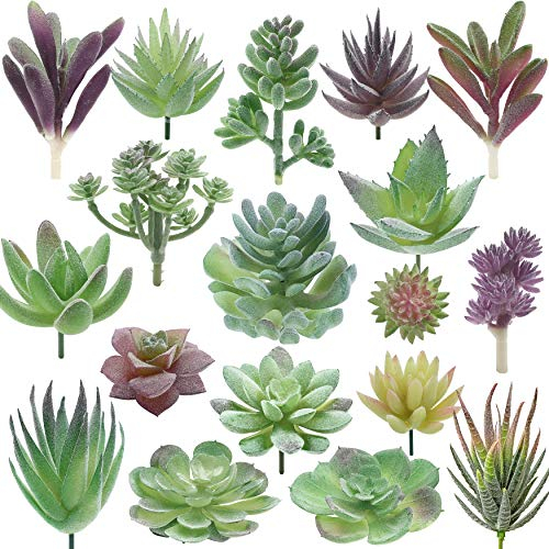 Miltonson Artificial Succulent Plants - Double Flocked Realistic Textured Cactus - Mini Feaux Succulents - 18 Pieces