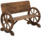 Outsunny 2-Sitzer Gartenbank Massivholz mit Armlehne, Sitzbank mit Wagenräder-Design, Gartenmöbel 250kg belastbar, Rustikale Bank, 114 x 58 x 80 cm, Braun