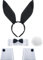 SATINIOR Costume de lapin pour femme avec serre-tête avec oreilles de lapin, collier avec nœud papillon, manchettes et queue de lapin - Pour fête de Pâques - Noir