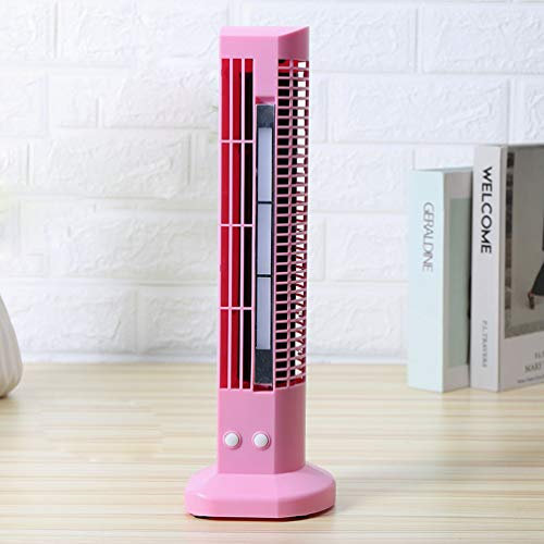 QREZ Ventilador De Torre Silencioso, Ventiladores Oscilante Ventilador De Pie USB 2 Niveles De Velocidad con Luz LED Adecuada para El Hogar Y La Oficina,Rosado