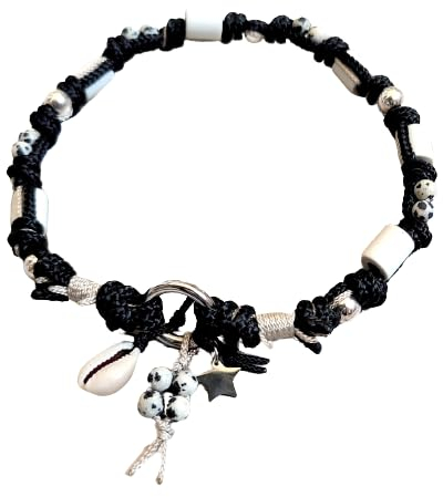 EM-Keramik Kette *Gipsymee* Dalma Tina - edles Tau Schmuckhalsband für Hunde - Schwarz, Champagner und Silber