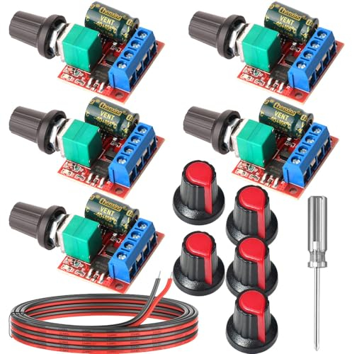 Gebildet 5pcs PWM Motor-Drehzahlsteller,DC 5V-35V 5A Einstellbarer Reversible,DC 6V 12V 24V 35V Variabler Spannungsregler Dimmer-Regler,mit LED-Anzeige und Schalterfunktion